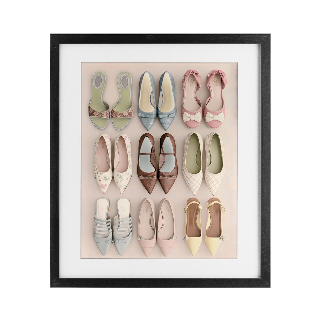 Stupell Industries Beatrice's Closet Shoes Framed Print Under Glass, design by Annabelle Hall